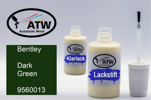 Bentley, Dark Green, 9560013: 20ml Lackstift + 20ml Klarlack - Set, von ATW Autoteile West.